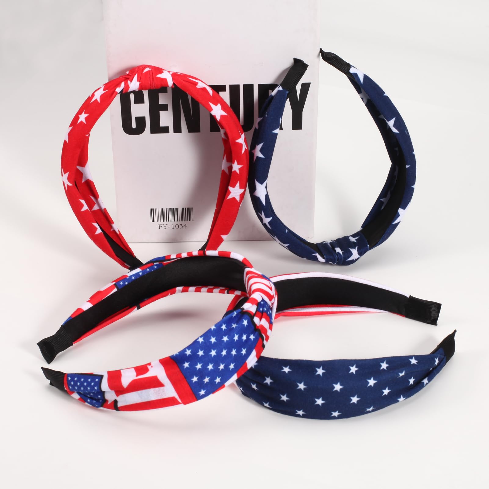 4 th of July Headbands for Women Girls American Wide Knottted Headband USA Blue Star Rhinestone Patriotic Headbands Crystal Jeweled Hairband Hair Accessories