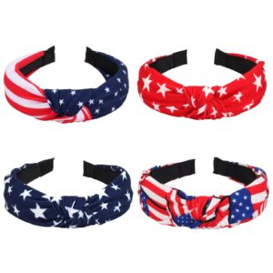 4 th of july headbands for women girls american wide knottted headband usa blue star rhinestone patriotic headbands crystal jeweled hairband hair accessories