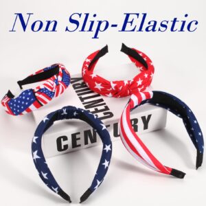 4 th of July Headbands for Women Girls American Wide Knottted Headband USA Blue Star Rhinestone Patriotic Headbands Crystal Jeweled Hairband Hair Accessories