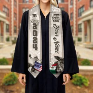 Custom Mexican American Flag Graduation Sash 2024, Mexican Graduation Sash, Mexico Graduation Stole Customize 10