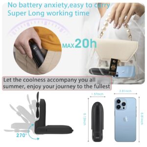 Digibond Mini Fan Handheld Rechargeable Battery Powered 3000mAh 6in1 Bullet Shape Portable Personal Fan 3 Speed Soft Blades Pocket Fan for Travel with Power Bank/Flashlight (Black)