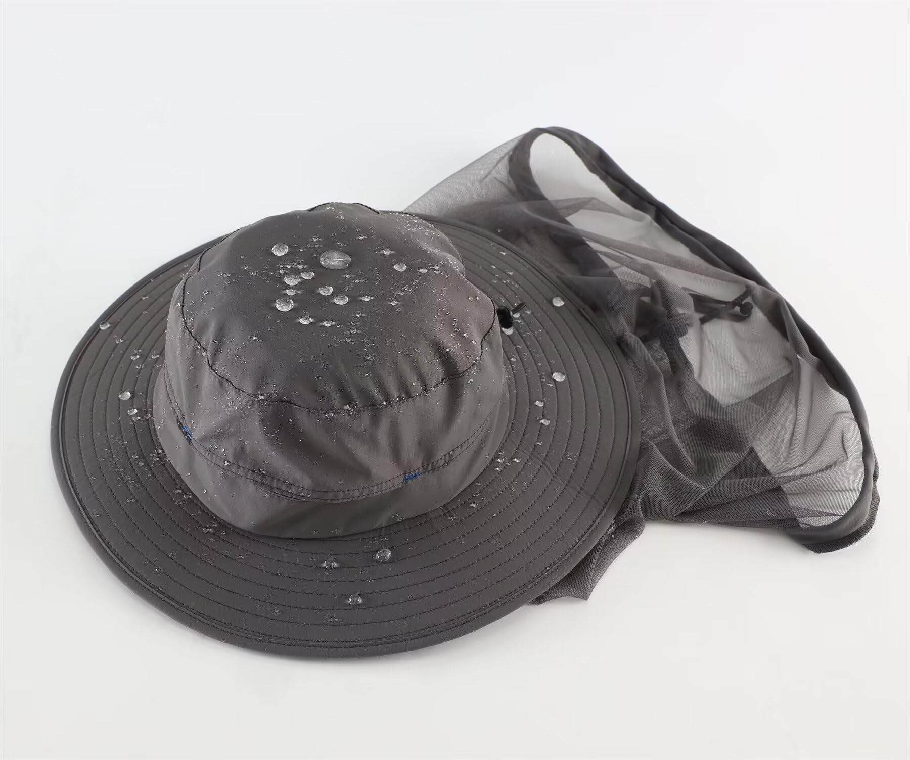 Connectyle Men's Mosquito Net Hat for Fishing Gardening UV Protection Safari Sun Hat Mesh Veil Bucket Hats UPF 50+ Dark Grey