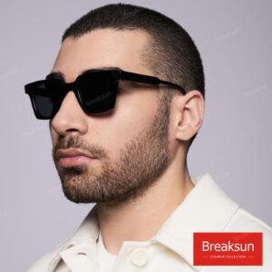 Breaksun Fashion Square Sunglasses for Women Men Trendy Classic Square Frame Sun Glasses Designer Style (Black/Grey)