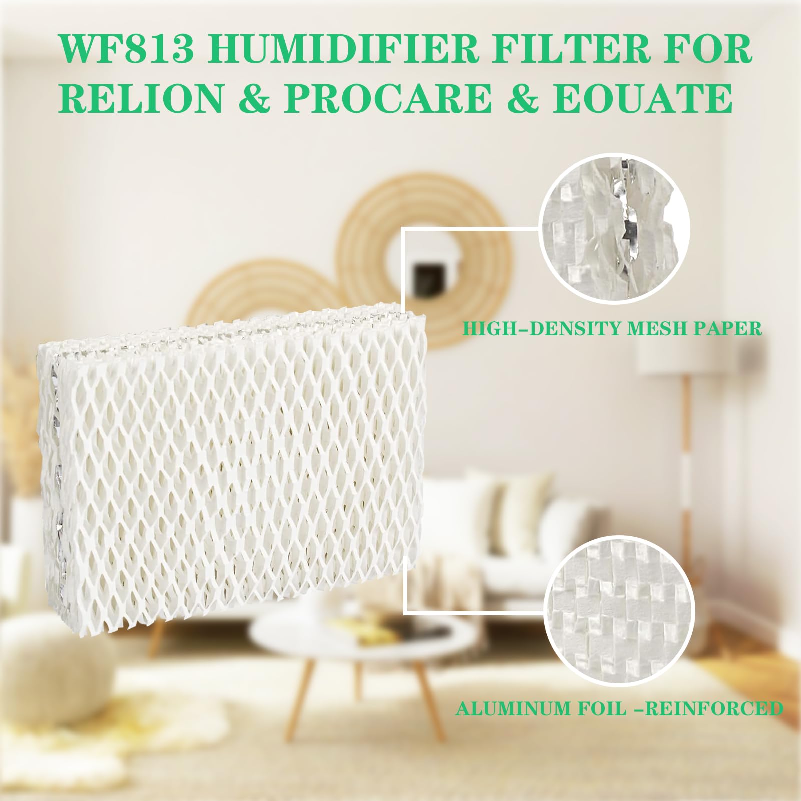 kakofaci WF813 Humidifier Filters Replacement Compatible with Equate EQWF813 PCWF813 Relion RCM832 RCM-832N Protec RWF813 EQ-2119-UL PCCM-832N Cool Mist Humidifiers Wick Filter - 6 Pack