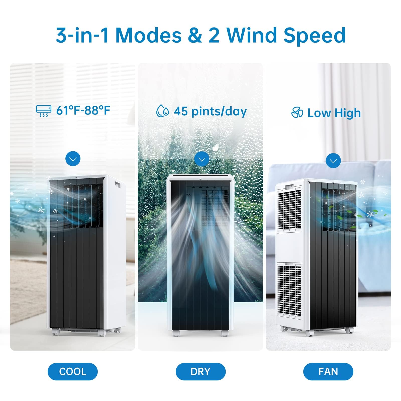 Takywep Portable Air Conditioner 8,000BTU, Portable AC Unit for Room up to 350 Sq.Ft, 3-in-1 AC Unit with Dehumidifier, Cooling & Fan Mode, Installation Kit, 24-Hour Timer, Sleep Mode, Remote Control