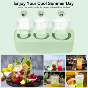 DDMY Ice Cube Tray, Stanley Ice Mold Silicone Ice Cube Tray Ice Cube Trays for Freezer, 3 Sizes Hollow Cylinder Ice Trays for Freezer with Lid for 20-40 Oz Tumbler Cup, Easy Fill and Release Ice Mold