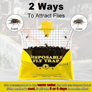 Glovv Fly Traps Outdoor Hanging, 4 Natural Pre-Baited Fly Hunter Stable Horse Ranch Fly Trap, Mosquito Fly Bags Outdoor Disposable Catchers Killer Repellent for Barn Farm Patio & Camping