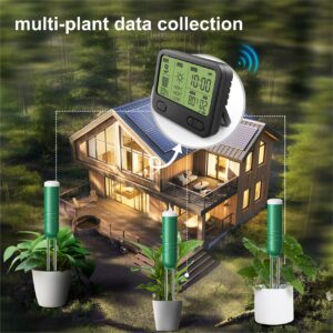 Reyke Soil Moisture Meter for Plants, 4-in-1 Soil Tester for Moisture/Temperature/Sunlight/Time, Digital Sensor, Water Meter for Outdoor &Indoor Plants, Ideal for Garden, Farm, Lawn- Battery Included