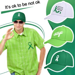 Croloose 24 Mental Health Awareness Baseball Cap Green Awareness Ribbon Trucker Hats for World Mental Health Day