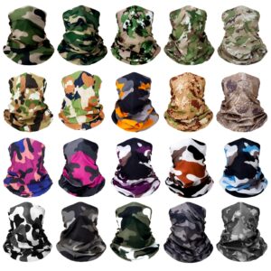 20 pcs breathable neck gaiter face scarf mask for men women sun protection bandana hiking, cycling, sports, fishing (style b)