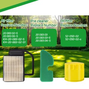 KH-20-083-02-S Air Filter Oil Filter fits Kohler Courage 15 16 17 18 19 20 21 22 HP Engine for Craftsman LT1000 Series Husqvarna YTH22V46 Ariens Zoom XL John Deere D160 Tractor Lown Mower