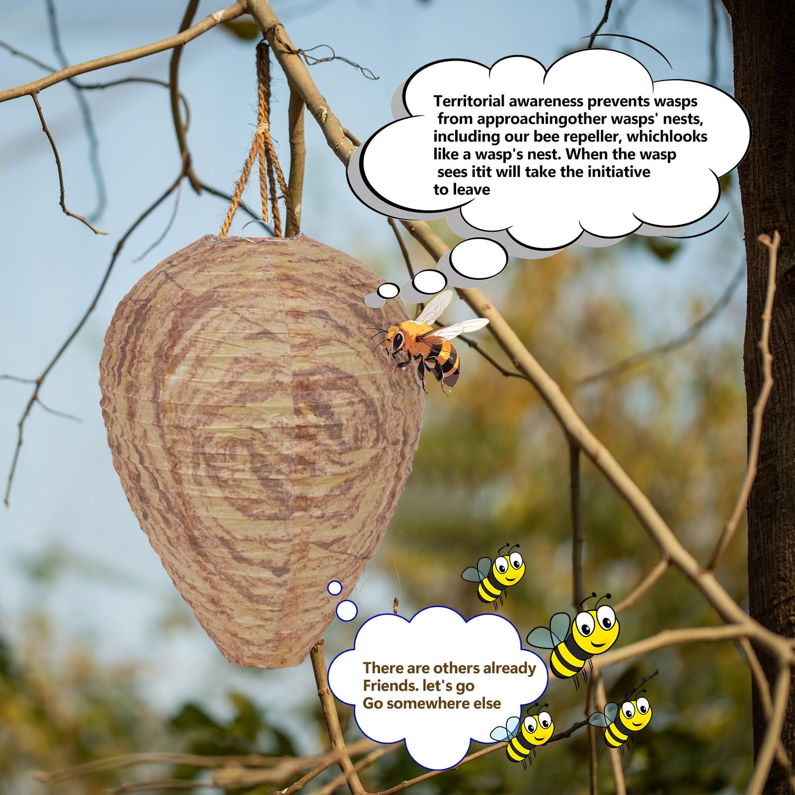 4 Pack Wasp Nest Hanging Fake Wasp Nest Paper Material Hornet Nest for Wasps…