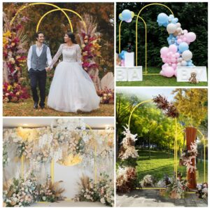 CludPark Metal Arch Backdrop Stand Wedding Arch Frame Set of 2 (7.2FT/6FT) Gold Backdrop Arch Stand for Wedding Ceremony Birthday Party Baby Shower Graduation Ceremony Decoration