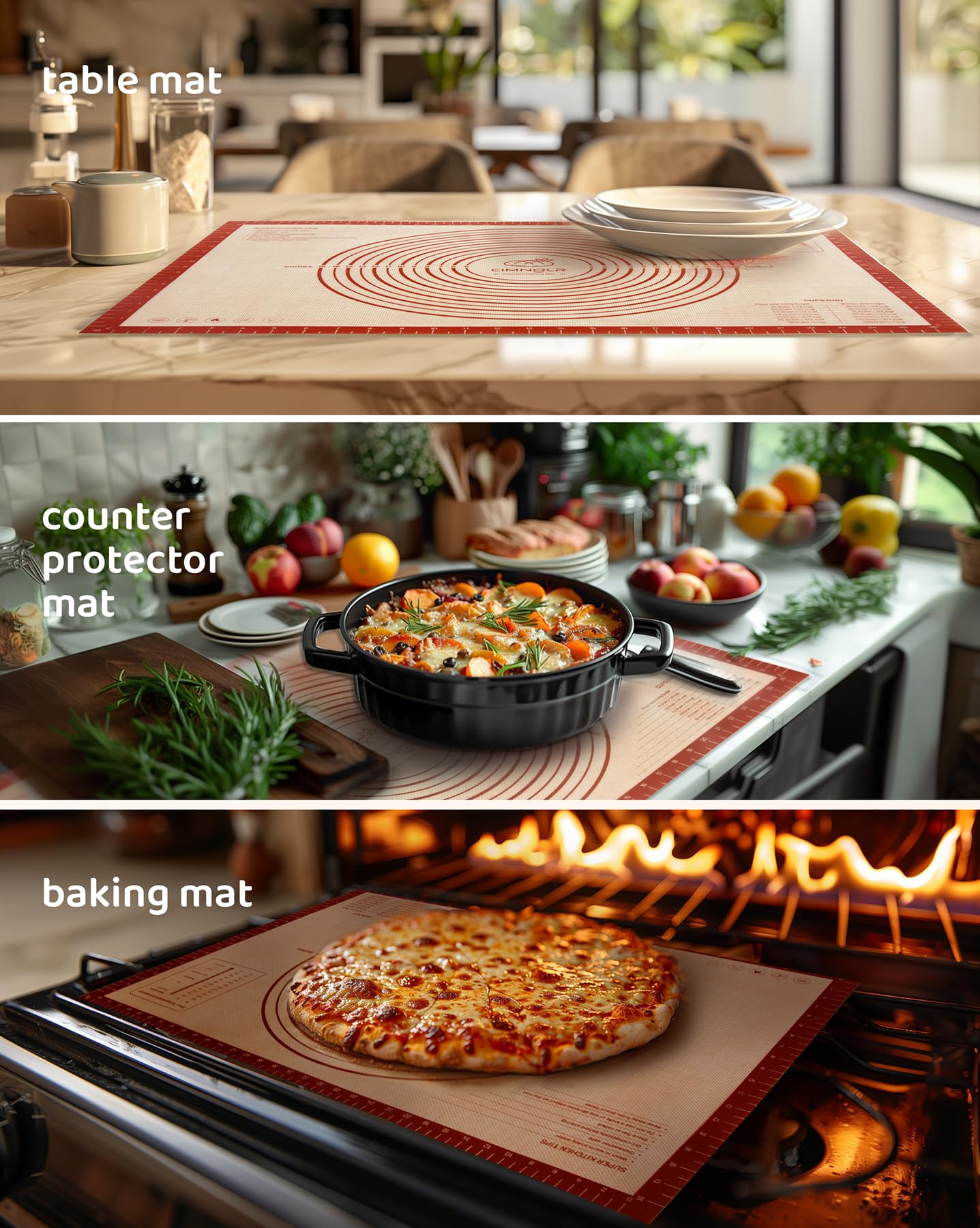 28x20 Inch Extra Large Silicone Pastry Mats for Rolling Dough Non Slip-Silicone Dough Mat for Counter, Large Silicone Baking Mat, Reusable with Measurements - For Cookies, Bread, Pizza, Fondant, etc.