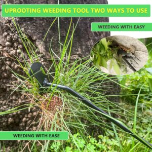 Doubleggs Weed Puller Tool, 4 Teeth Durable Garden Weed Pulling Tool, Portable Garden Weeder Tool with Gloves for Vegetable Gardening, Backyard Farm Weeding Tool (11.81 inch / 30 cm)