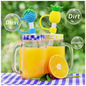 Meitesti Silicone Straw Cover for 10mm Straw Covers Cap for Stanley Cup Accessories, Cute Straw Topper for Tumblers Straw Cap Stopper for Reusable Straws Tip Lids (5pcs fruit straw cap)