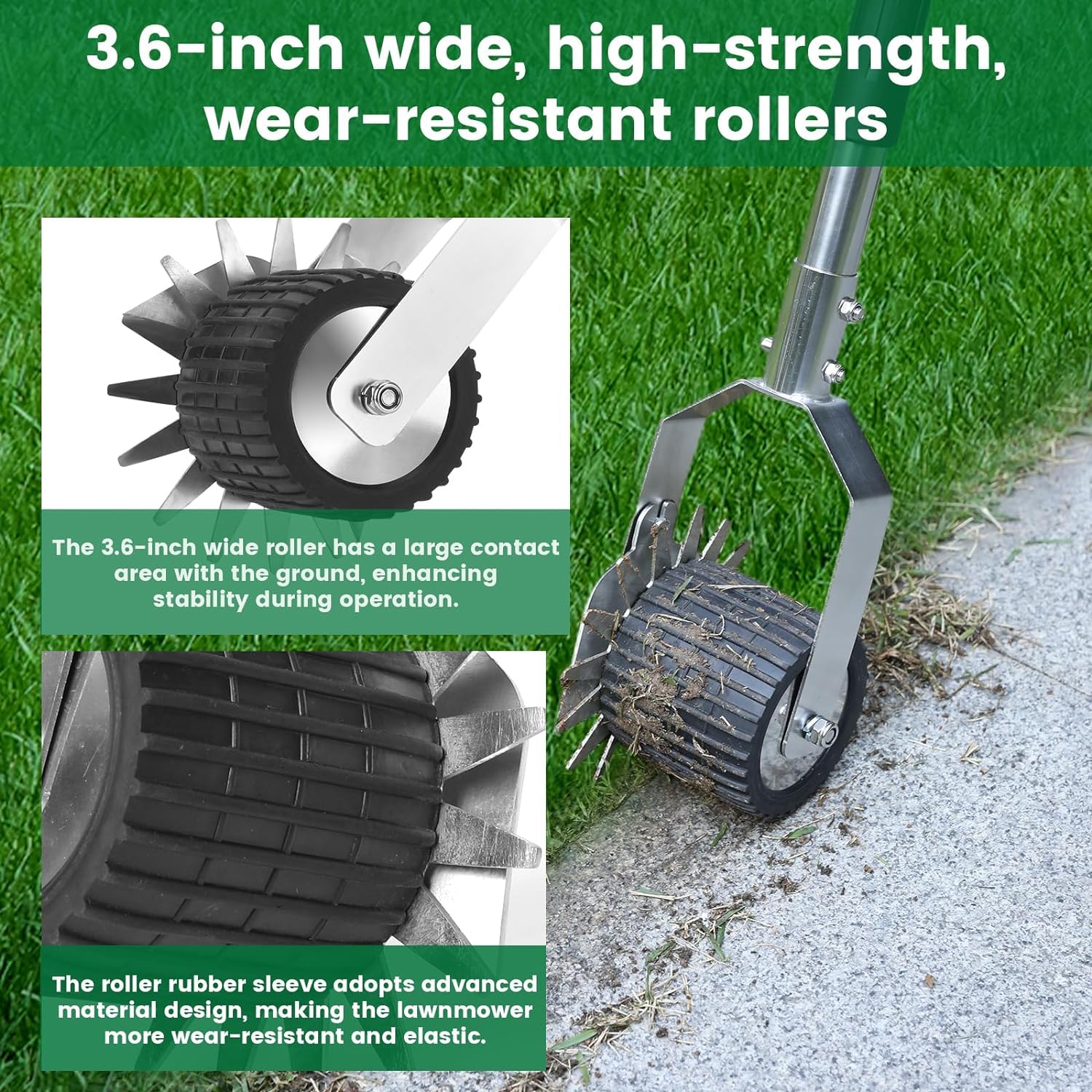 KYEEN-TOOLS Wheel Rotary Manual Edger Lawn Tool, Hand Edger Lawn Tool Made of Stainless Steel, Adjustable Length, Ideal for Precise Grass Trimming Along Sidewalks, Garden, Driveways, and Flower Bed