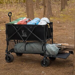 UNITON Double Decker Wagon 600lb Capacity & 400L Collapsible Sports Wagon with Big Wheels 54" Extended Utility Folding Wagon Cart for Camping Fishing & Outdoor Use