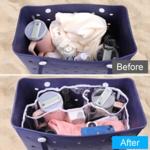 XANGNIER Clear Beach Bag Organizer Accessories for Bogg Bag XL,Waterproof TPU Insert Divider Storage Liner for X Large Bogg Bag