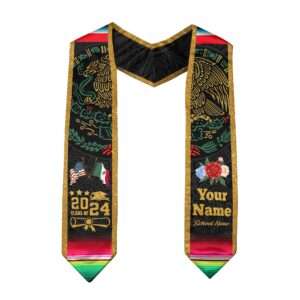 mexico graduation stole customize, custom mexican american flag graduation sash 2024, mexican graduation sash 12