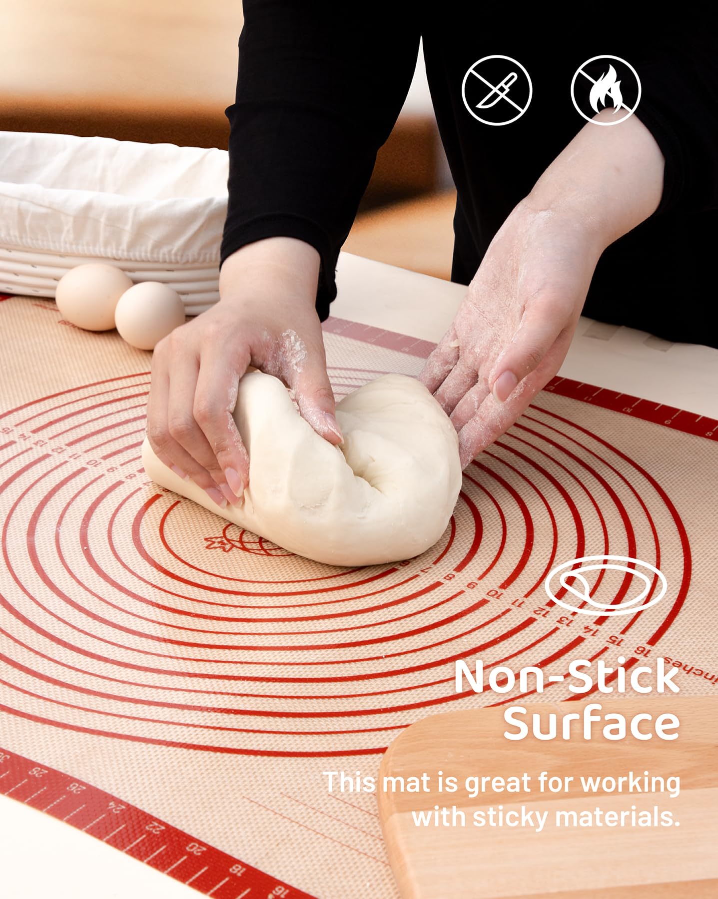 28x20 Inch Extra Large Silicone Pastry Mats for Rolling Dough Non Slip-Silicone Dough Mat for Counter, Large Silicone Baking Mat, Reusable with Measurements - For Cookies, Bread, Pizza, Fondant, etc.