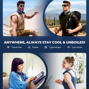 1S Cool Down 30°F Neck Fan with Double Semiconductor Coolers, 360° Surrounded Personal Fans Air Conditioner that Blow Cold Air, 8H Lasting Portable Fan with 3 Speed, Gifts for Men Women Outdoor Travel