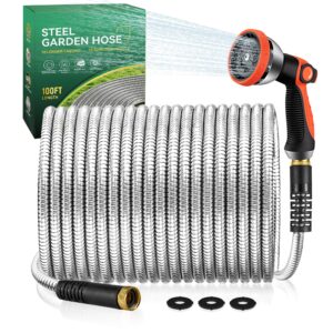 garden hose 100 ft - metal hose stainless steel water hose flexible heavy duty garden hose collapsible and no kink water pipe