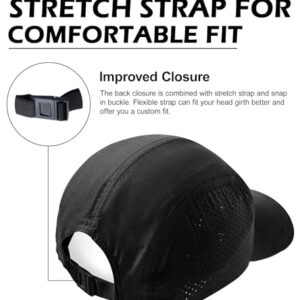 Mens Breathable Mesh Running Hat Outdoor UPF 50+ Lightweight Baseball Golf Cap Black Quick Dry Sun Hat