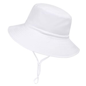 Women Wide Brimmed Sun Hat,Summer Foldable Beach Bucket Hat with UV Protection for Women Young Girls White