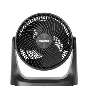 Pelonis 3 Speed Small Room Air Circulator Fan with 7-inch Blade, Table Fan with 100° Adjustable Head Tilt - Desktop Fan for Bedroom,Dorm and Office - Ventilador for Air Conditioner and Heater, Black