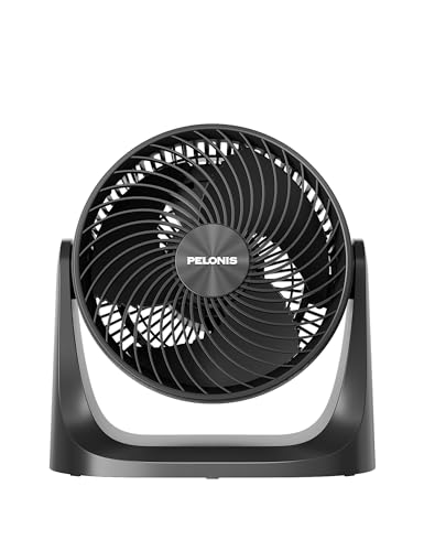 Pelonis 3 Speed Small Room Air Circulator Fan with 7-inch Blade, Table Fan with 100° Adjustable Head Tilt - Desktop Fan for Bedroom,Dorm and Office - Ventilador for Air Conditioner and Heater, Black