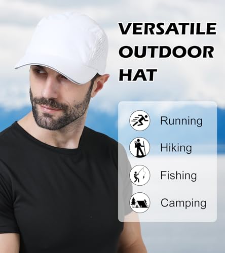 Mens Breathable Mesh Running Hat Outdoor UPF 50+ Lightweight Baseball Golf Cap Black Quick Dry Sun Hat