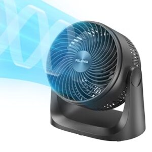 Pelonis 3 Speed Small Room Air Circulator Fan with 7-inch Blade, Table Fan with 100° Adjustable Head Tilt - Desktop Fan for Bedroom,Dorm and Office - Ventilador for Air Conditioner and Heater, Black