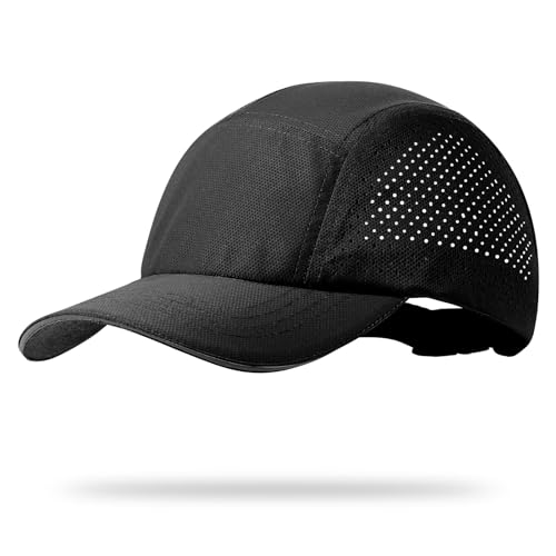 Mens Breathable Mesh Running Hat Outdoor UPF 50+ Lightweight Baseball Golf Cap Black Quick Dry Sun Hat