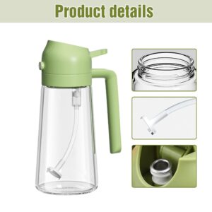 AIIONP 2 in 1 Glass Oil Sprayer & Dispenser, 2024 Upgrade Large 600ml/20Oz Olive Oil Dispenser Bottle for Kitchen, Food-grade Oil Spray Bottle for Cooking, Air Fryer, Frying, BBQ (Green, 470ml)