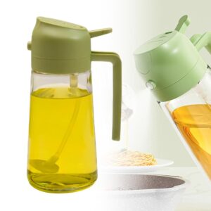 aiionp 2 in 1 glass oil sprayer & dispenser, 2024 upgrade large 600ml/20oz olive oil dispenser bottle for kitchen, food-grade oil spray bottle for cooking, air fryer, frying, bbq (green, 470ml)