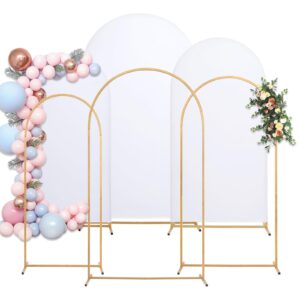 toolterritary metal arch backdrop stand and cover set, 7.2ft, 6.6ft, 6ft wedding arch frame, easy to assemble, gold arch stand for birthday, party, baby shower, graduation ceremony