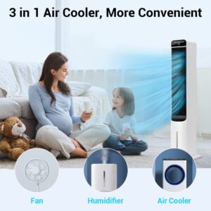 Uthfy Tower Fan for Bedroom,Fans that Blow Cold Air,41"Evaporative Air Cooler Swamp Cooler with 4L Tank & 4 Ice Packs,Oscillating Fan with Remote Control,Quiet Floor Standing Fan for Room