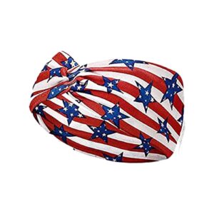 IDDFEVE 4Pcs 4th of July Headbands for Women, Wide Knot Patriotic Independence Day Holiday Hair Band, USA Flag Star Hair Accessory (Star)