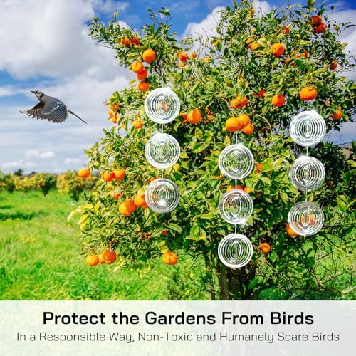 Bird Deterrents for Outside, Reflective 3D Stainless Steel Wind Spinners, Garden Decor, Bird Scare Devices to Keep Woodpeckers, Pigeons Away from Your House, Patio, Orchards