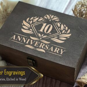 10th Anniversary Commemorative Wooden Box - Engraved Decade Milestone, Perfect for Couples