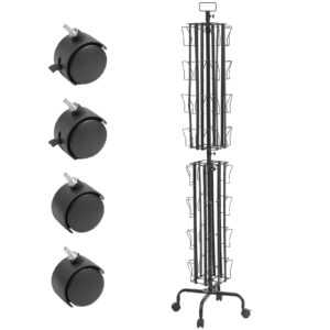 VEVOR Greeting Cards Display Rack, 32 Pockets Rotating Postcard Brochure Display Stand, 360° Spinning Card Display Rack with Sign Holder & 4 Wheels (2 Lockable) for Exhibitions Office Trade Show