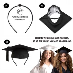 ADVANSYNC GradCapBand Secures Your Graduation Cap. Don't Change Your Hair. Upgrade Your Cap Black