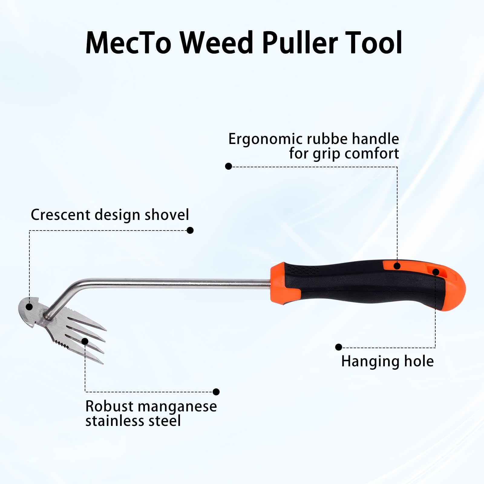 Weed Puller Tool, Uprooting Weeding Tools Gardening with 4 Teeth, Ergonomic Rubber Handle Manual Weeder Multifunctional Hand Weed Puller Tool for Yard, Farm, Garden Weeding and Planting