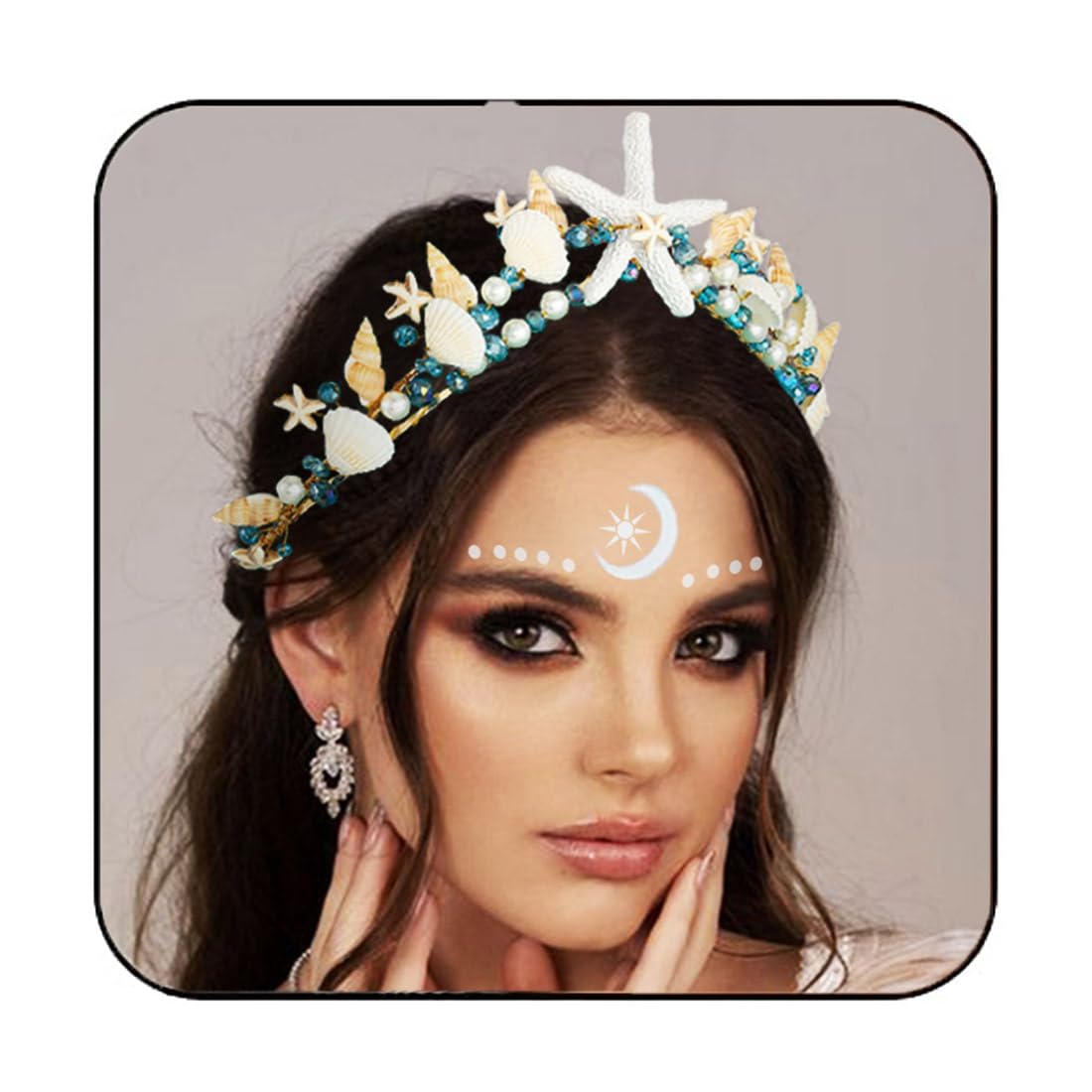 BARTOSI Boho Starfish Bride Wedding Tiaras and Crowns Gold Seashell Bridal Headbands Sea Star Beach Wedding Headwear for Women