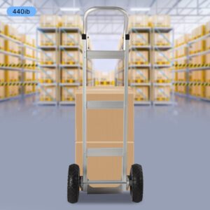 LUNUMAOS Hand Trunk Dolly Silver Aluminum Alloy Modern Desgin Industrial Moving Trolley Heavy Duty Dolly Cart 440 lbs with 2 Wheels for Warehouses