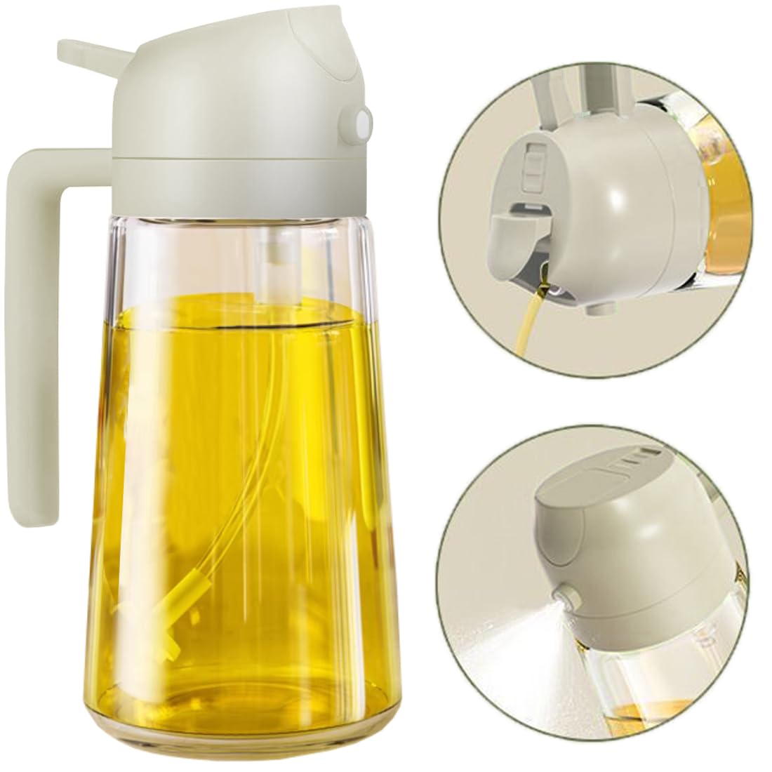 LayYun Olive Oil Dispenser Bottle & Oil Dispenser and Oil Sprayer,470 ml 16 OZ Condiment Container With Olive Oil Sprayer Dispenser for Cooking, Air Fryer, Salad, Frying, BBQ