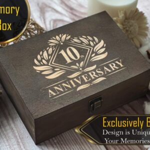 10th Anniversary Commemorative Wooden Box - Engraved Decade Milestone, Perfect for Couples