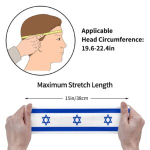 Flag of Israel Sports Sweatband Head Bands for Women Men - Moisture Wicking and Non-Slip Athletic National Flags Headbands for Running, Yoga, Workout, Fitness and Gym