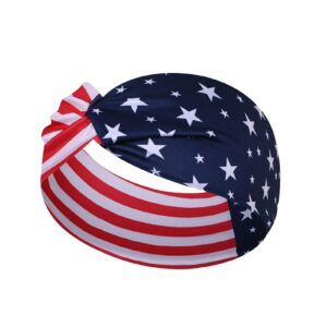 IDDFEVE 4Pcs 4th of July Headbands for Women, Wide Knot Patriotic Independence Day Holiday Hair Band, USA Flag Star Hair Accessory (Star)